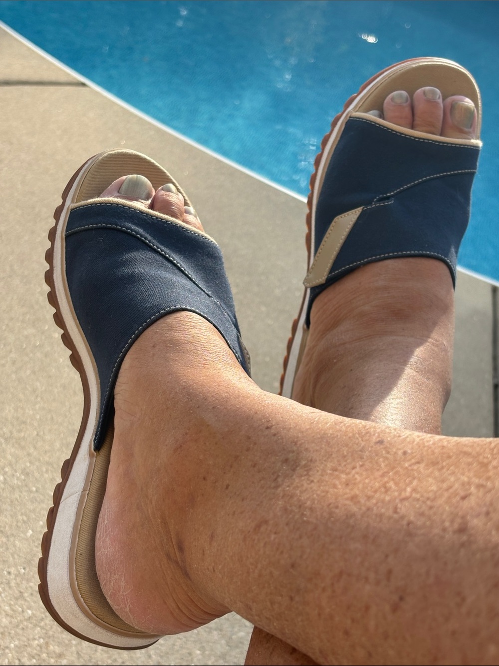 Clark’s Comfort Canvas Slip On Velcro Navy Slip-On Cushioned Sandals 9 9.5 10 - Picture 7 of 14